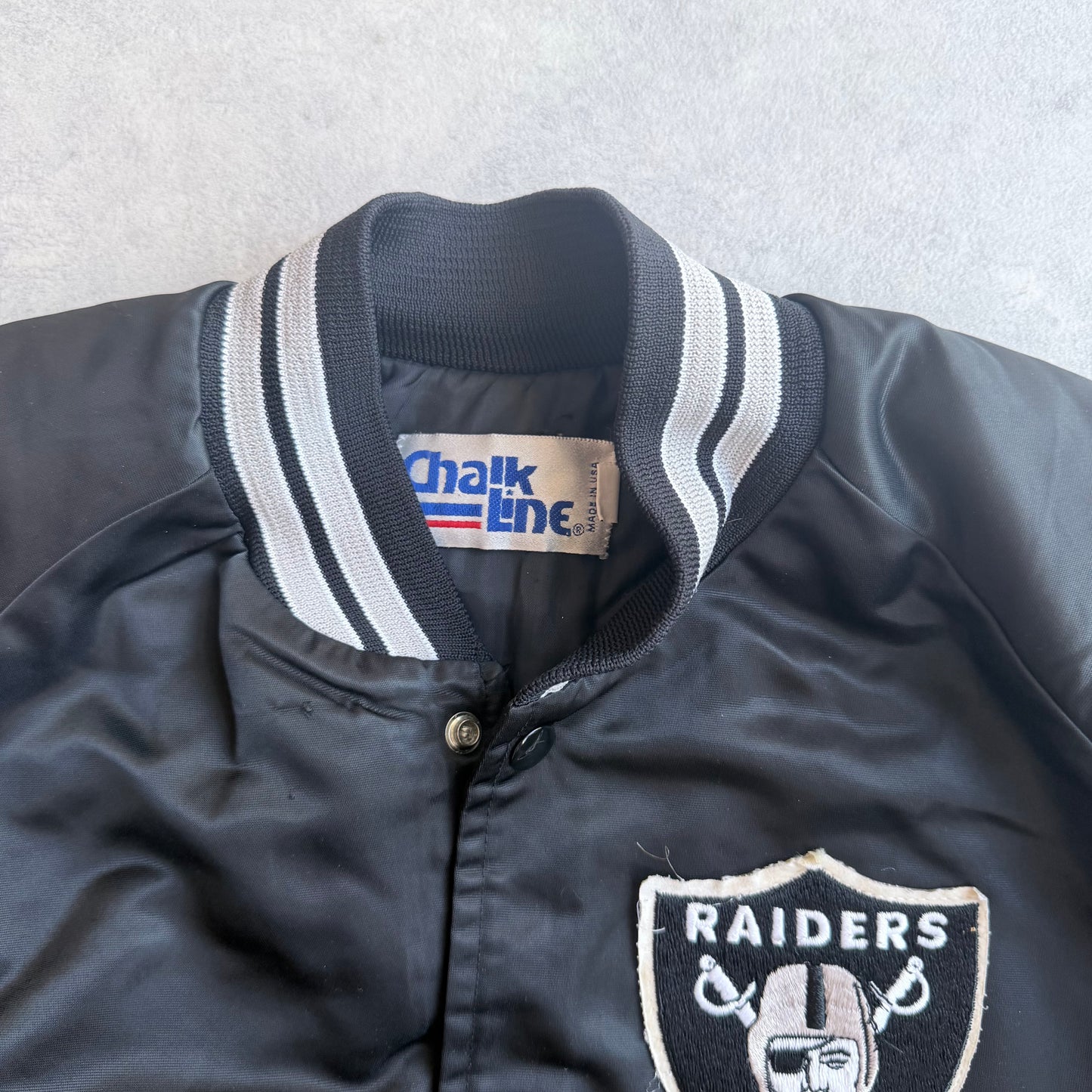 Raiders Chalk Line Retro Satin Jacket L
