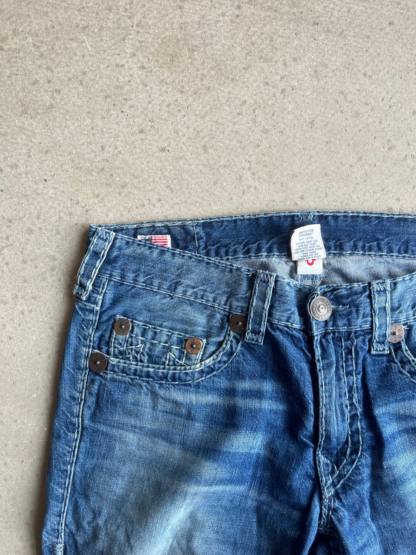 True Religion Baggy Stitched Jeans 36