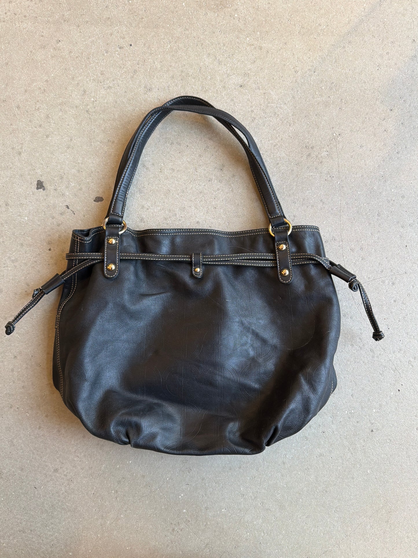 Bean Pole Black Leather Hand Bag