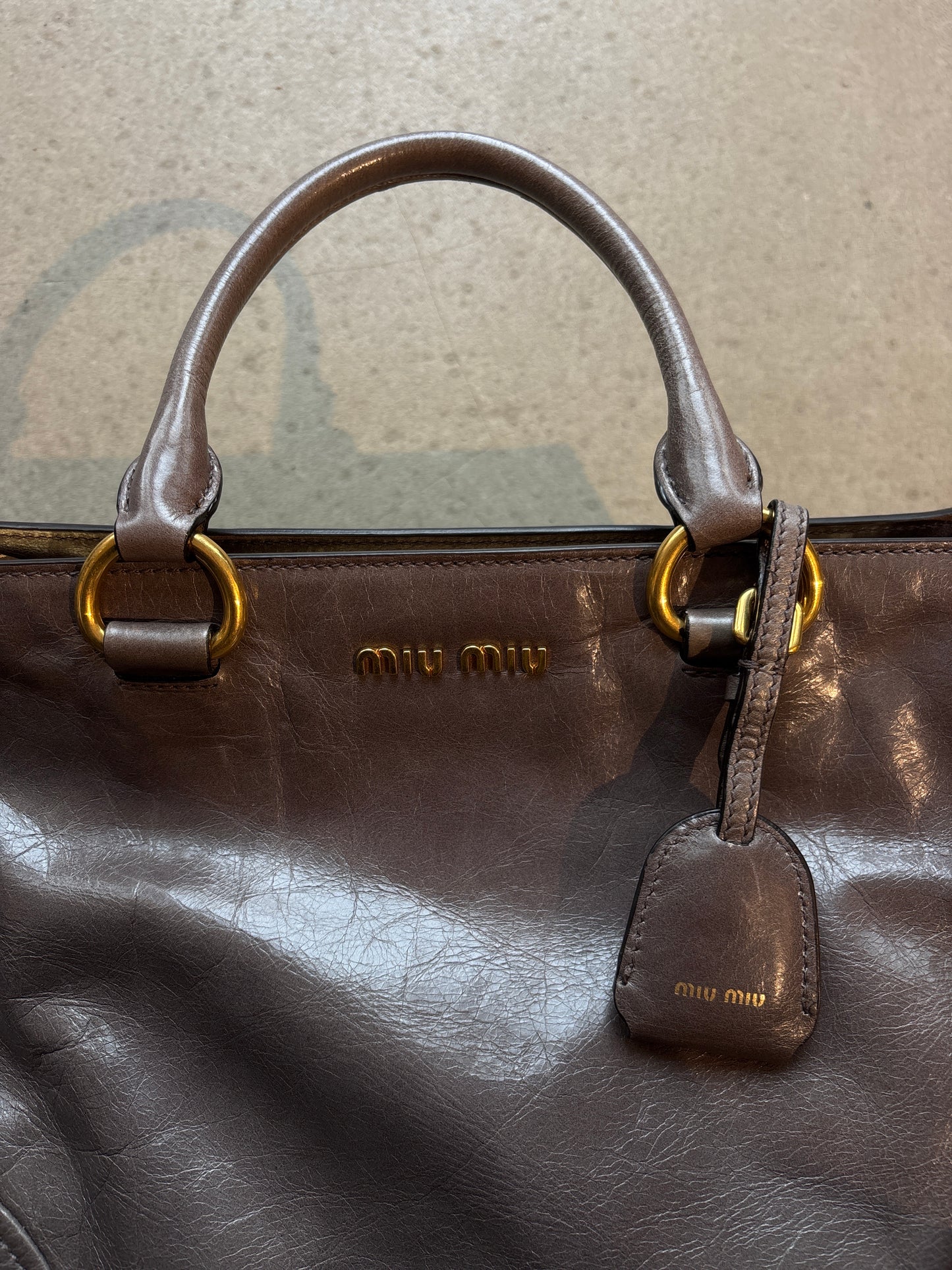 Miu Miu Vitello Leather Shiny Handbag