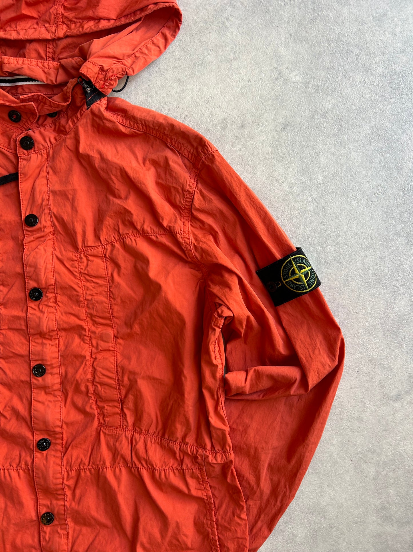 Stone Island 2012 Orange Hydrophobic Hooded Jacket Large