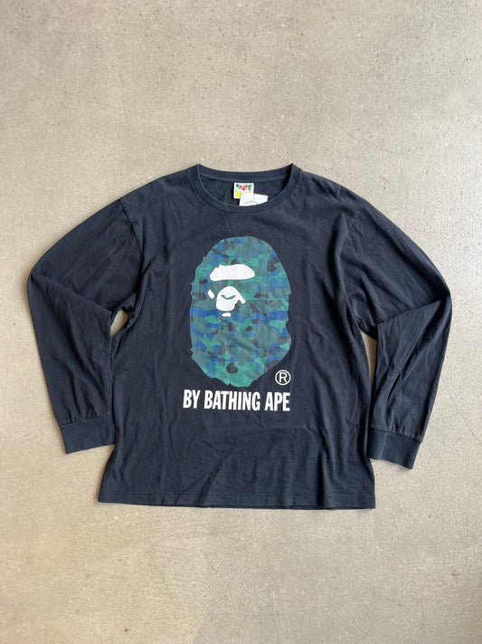 Bape Plaid Camo Longsleeve Tee Black L