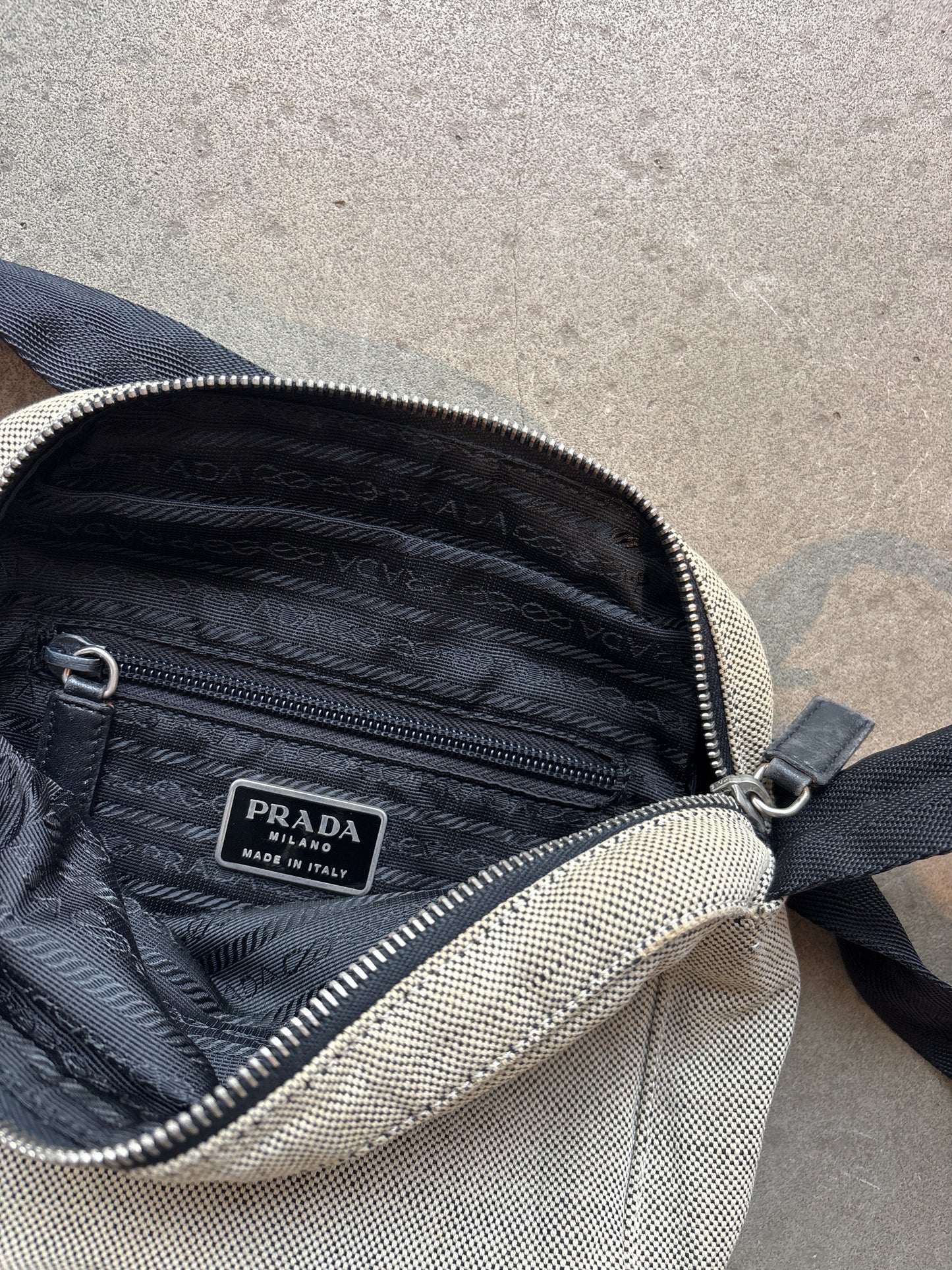 Prada Sport Canvas Cross Body Bag Cream