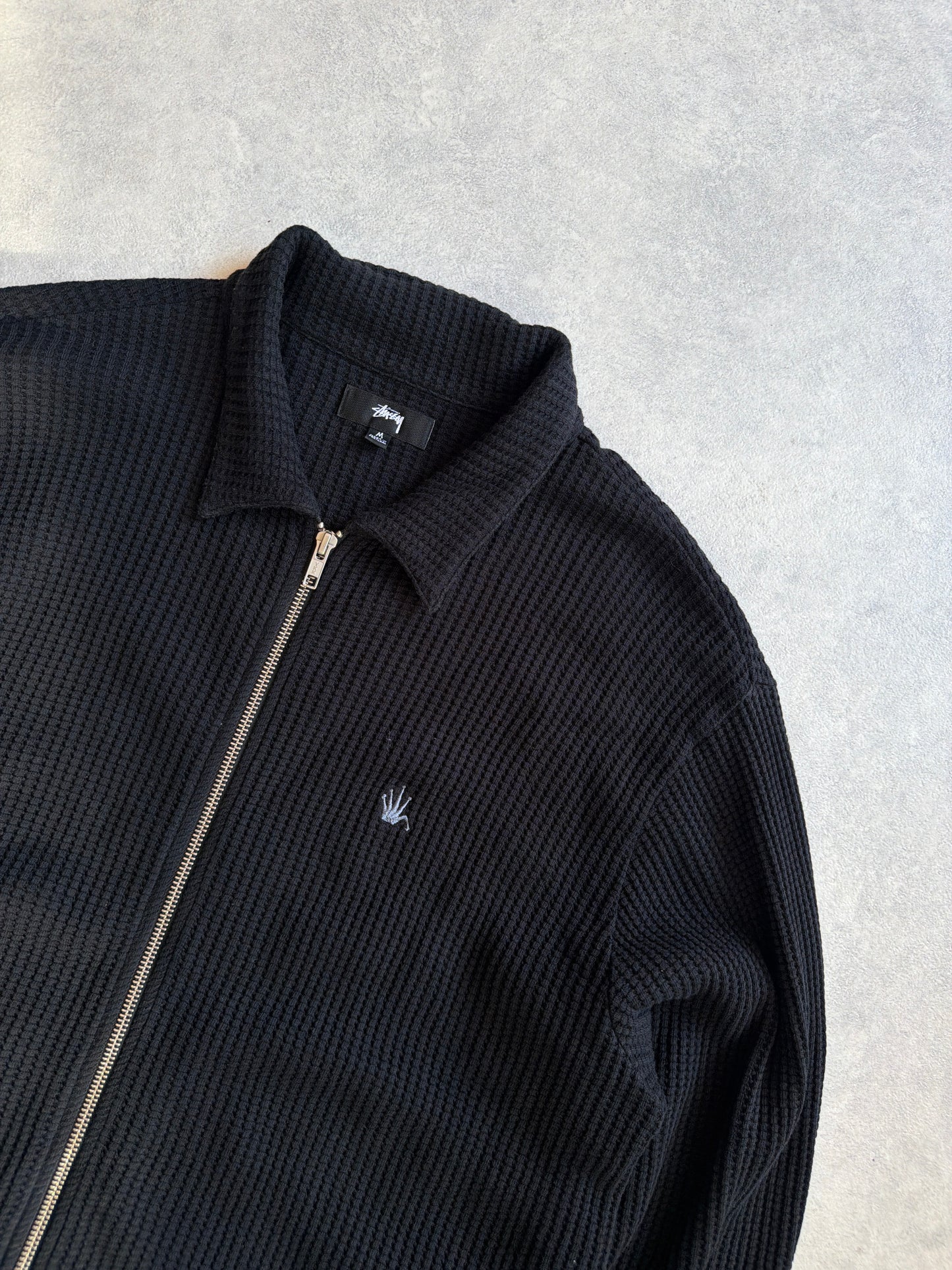 Stussy Waffle Zip Up Sweater Medium