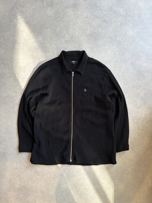 Stussy Waffle Zip Up Sweater Medium