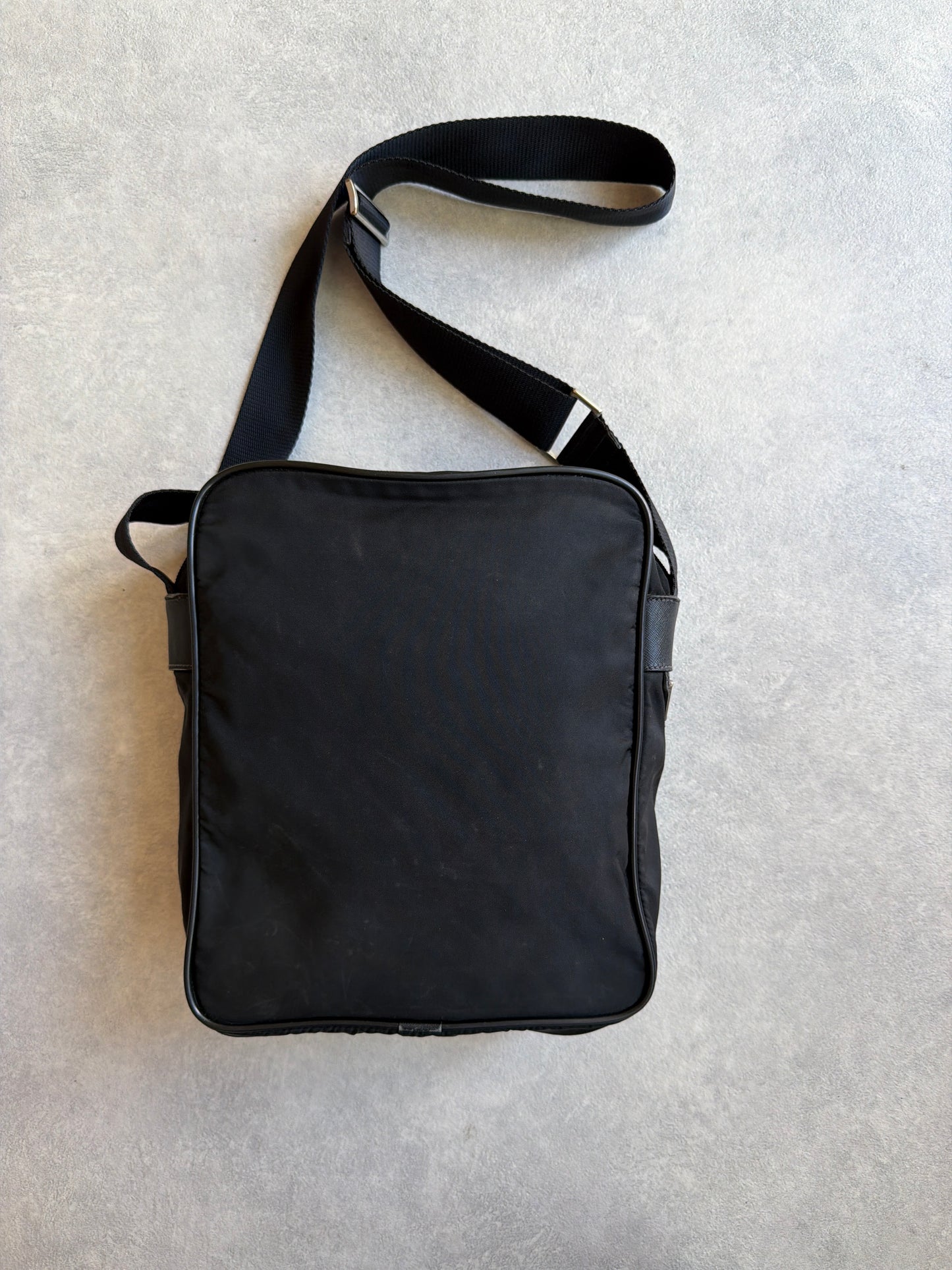 Prada Bag Nylon Messenger Bag Black Steel
