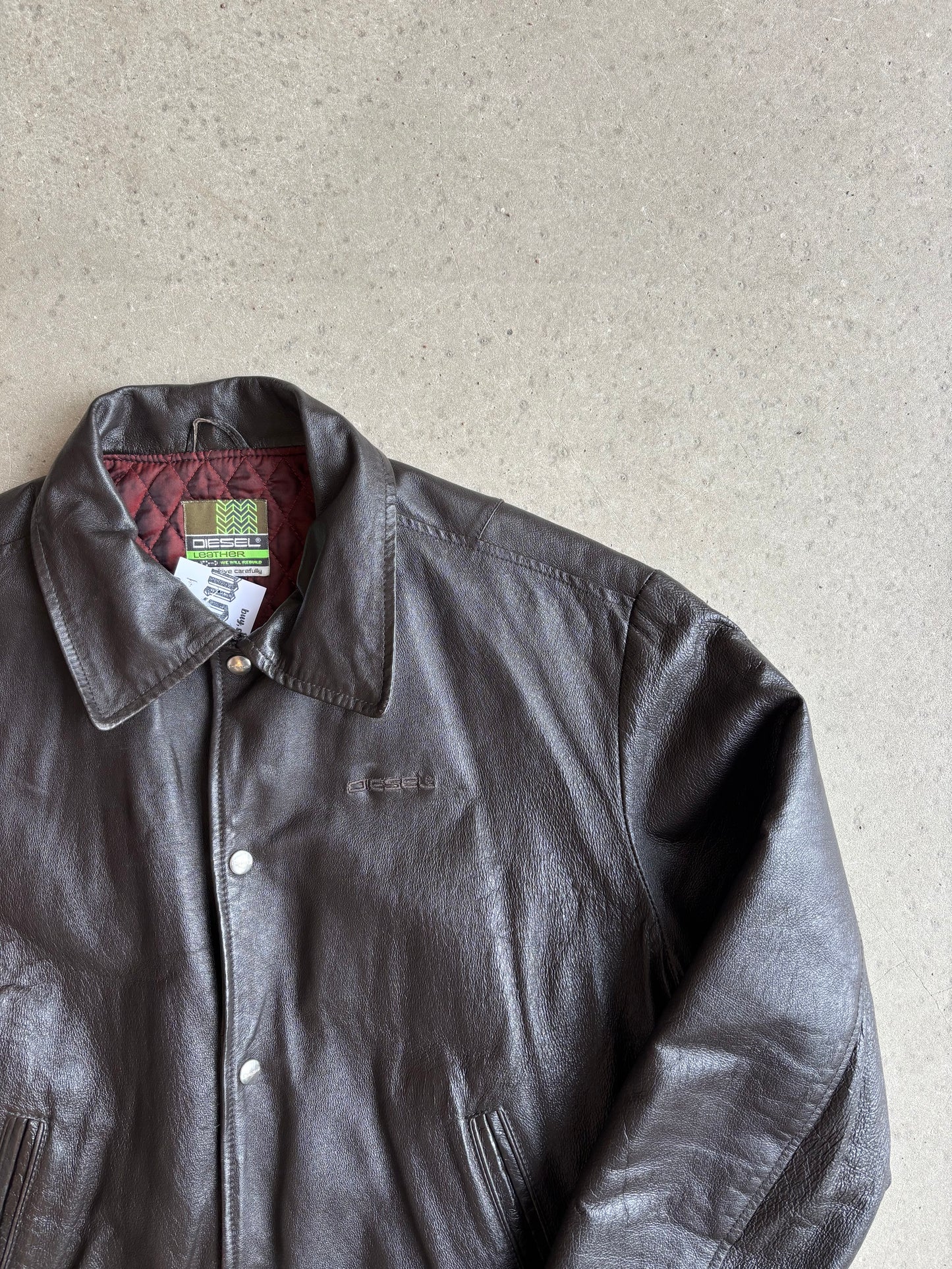 Diesel "Faker I" Leather Jacket Black Large