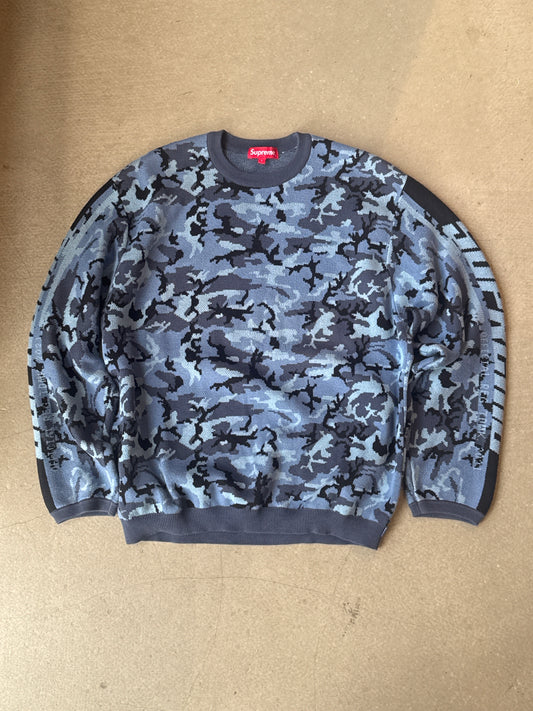Supreme Sleeve Stripe Sweater Camo Blue L AW21