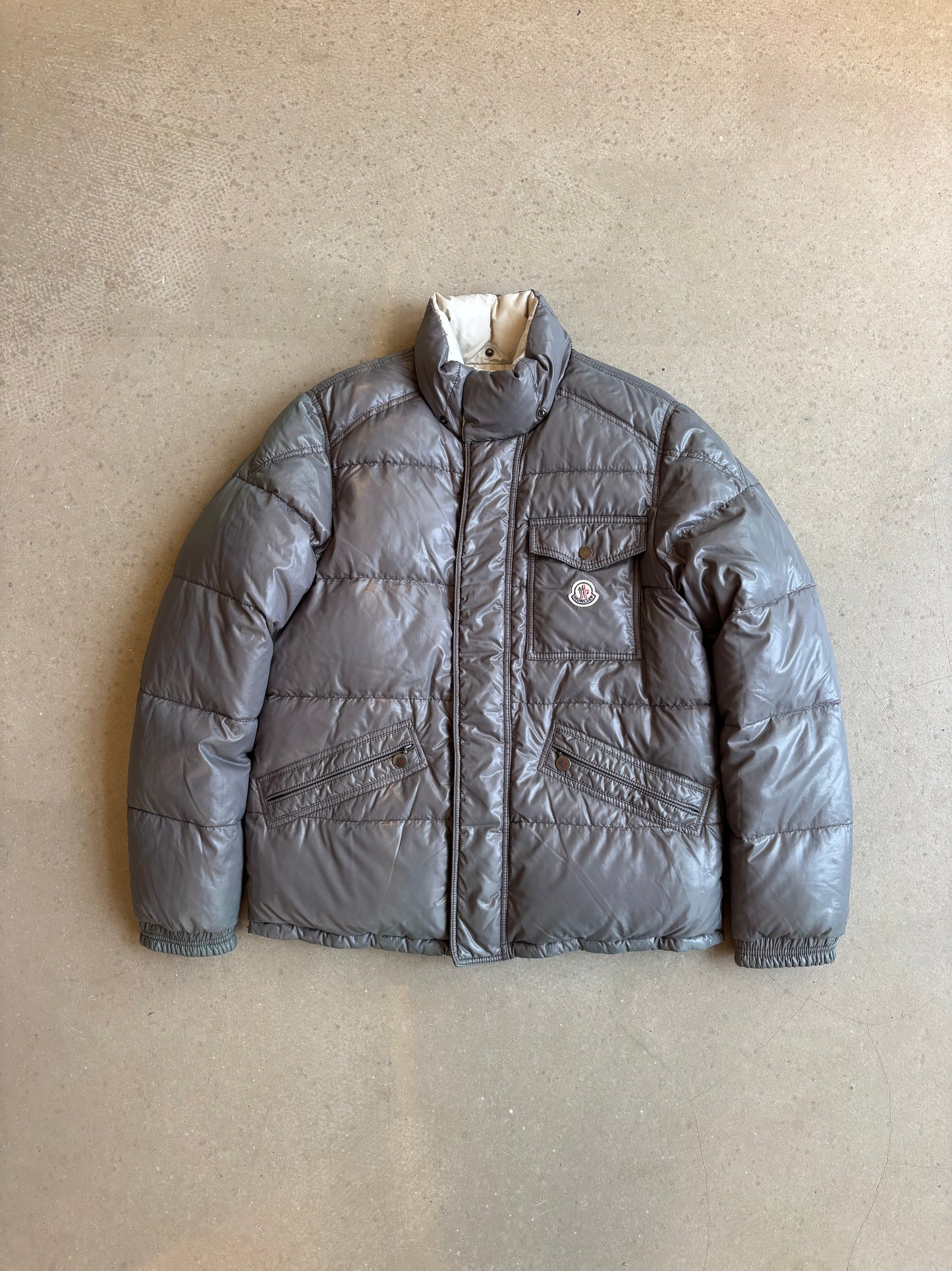 Moncler Down Jacket Double Sided Grey/Beige Size 4