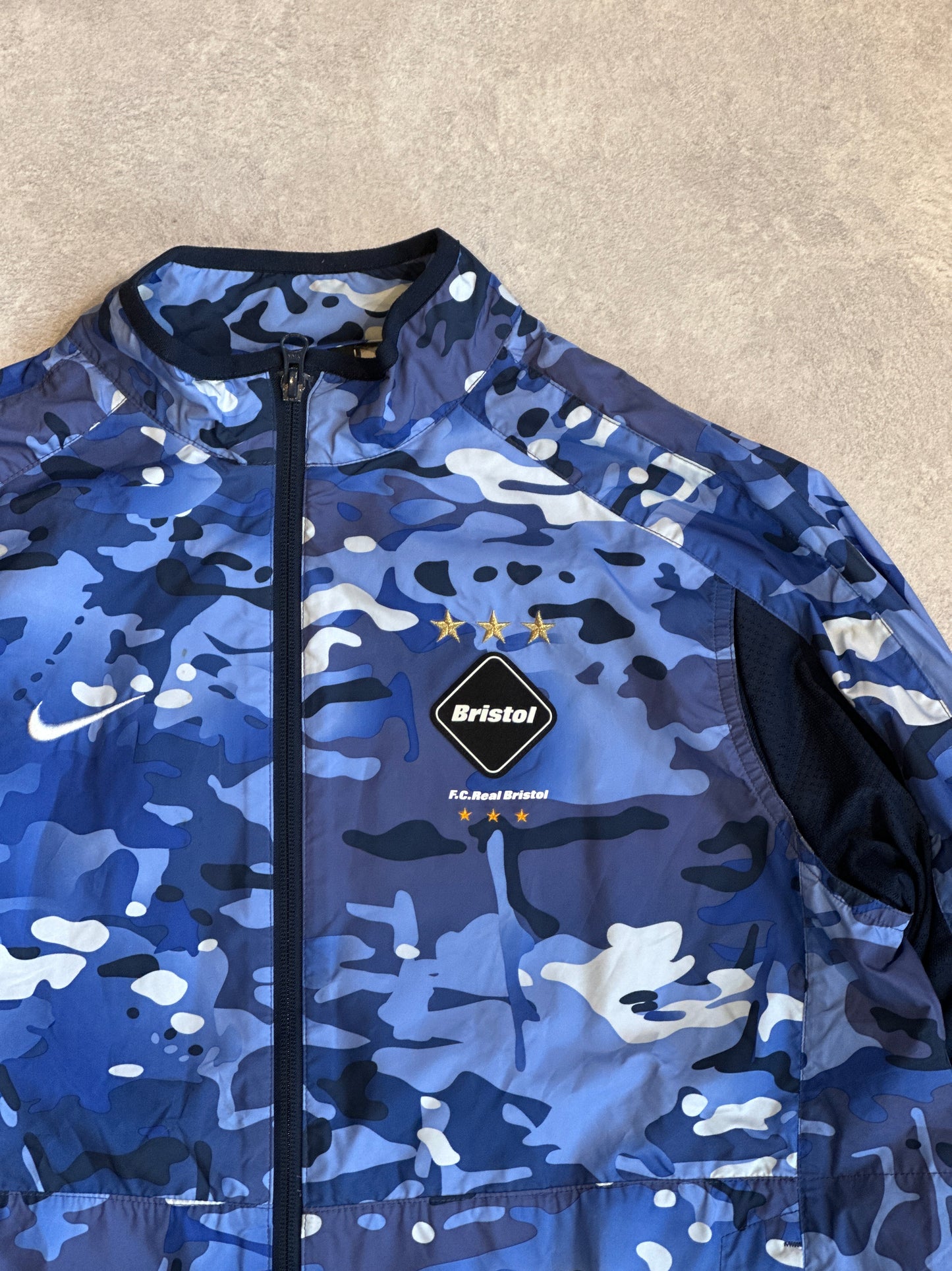 Nike F.C Real Bristol Bomber Jacket Camo Blue Large