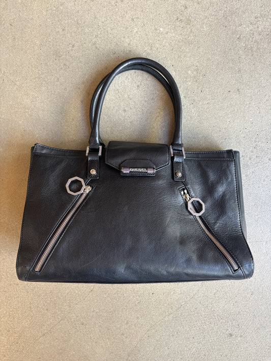 Diesel Leather Bag Tote Black