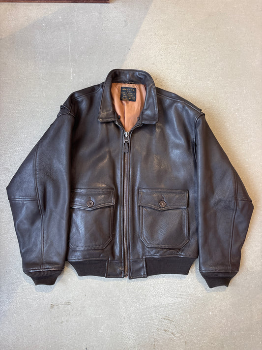 Vintage Avirex Type G-1 Leather Jacket Brown Medium