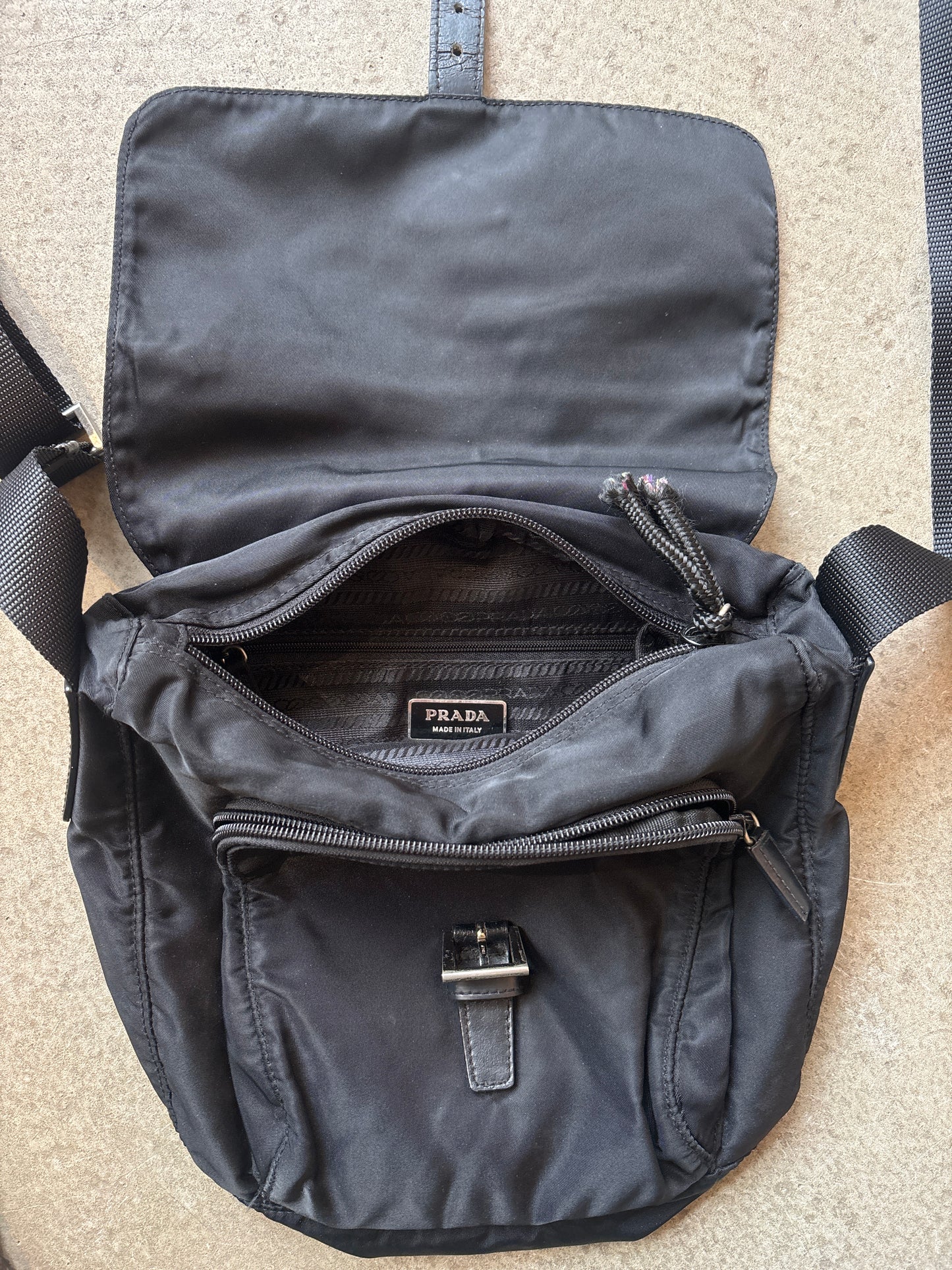 Prada Nylon Single Strap Messenger Bag Black