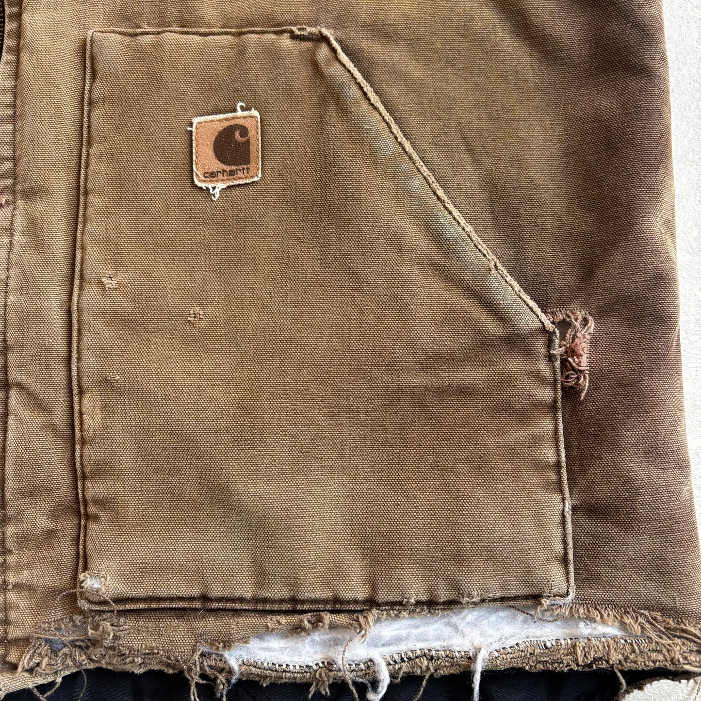 Vintage Distressed Made In USA Carhartt Vest Brown XL