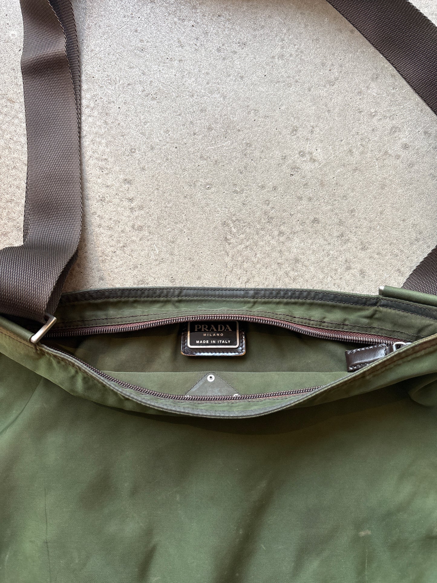 Prada Nylon Flat Messenger Bag Green