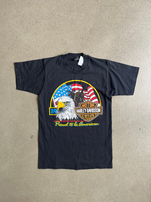 Vintage Harley-Davidson Proud To Be American Tee Black Medium