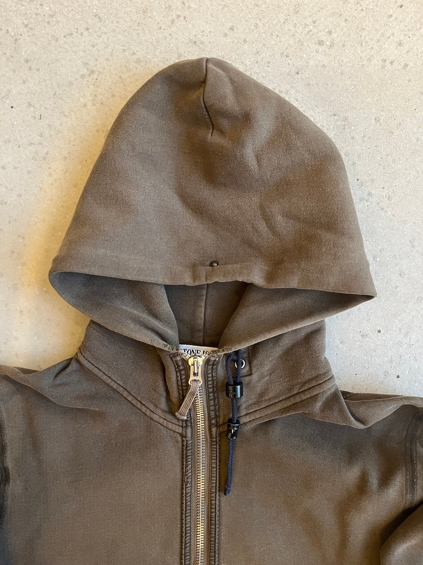 Vintage Stone Island Zip Up Hoodie Khaki XL