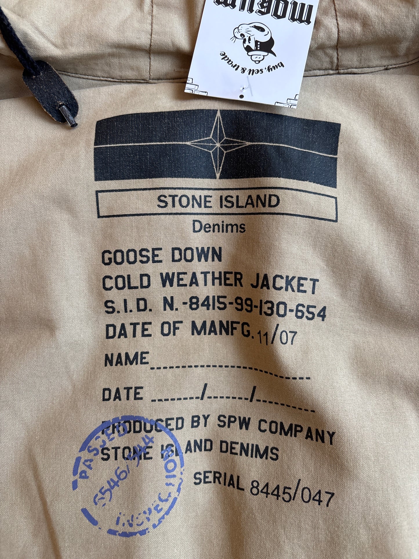 Stone Island Denims Goose Down Cold Jacket Green Small