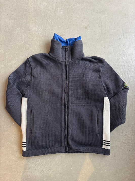 Stone Island Knitted Grey & Blue Nylon Jacket L