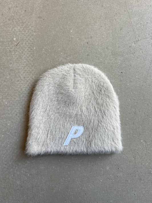 Palace Faux Mohair P Nein Cuff Beanie Stoney Grey