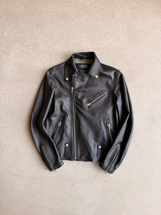 Replay Leather jacket BikerStyle Black M