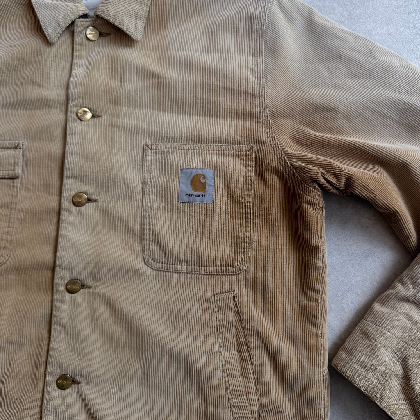 Carhartt Curduroy Sherpa Trucker Jacket Beige L washed