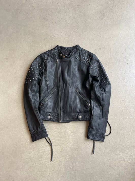 Pepe Jeans Leather Spiked Jacket Black XS