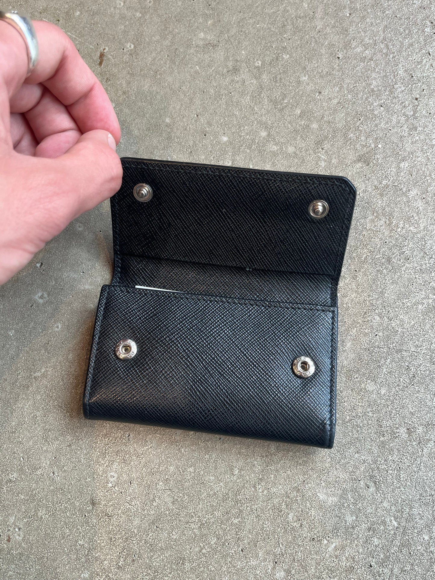 Prada Nero Leather Key Case Black