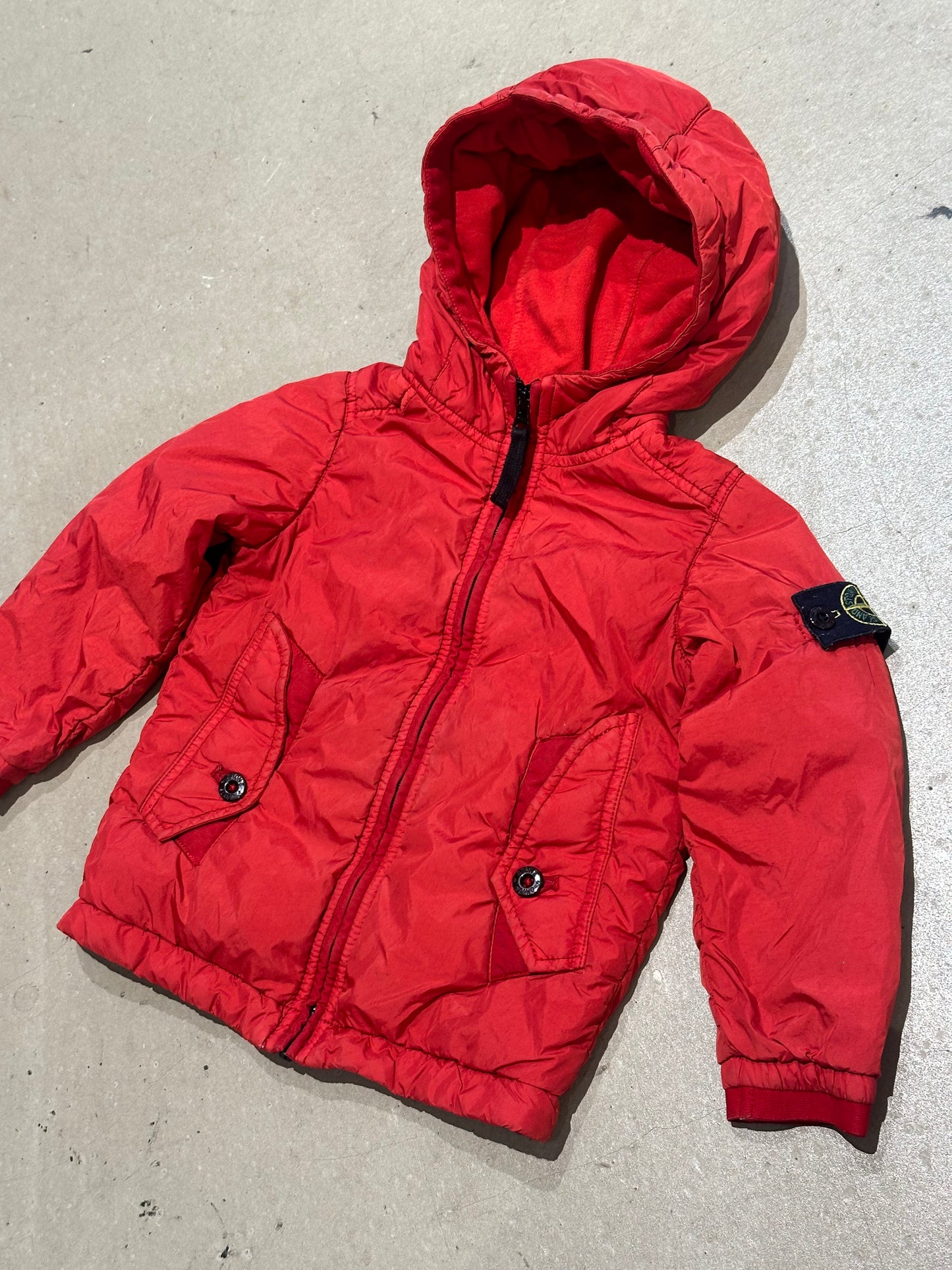 Stone Island Junior Fleeced Jacket Red 3 Years