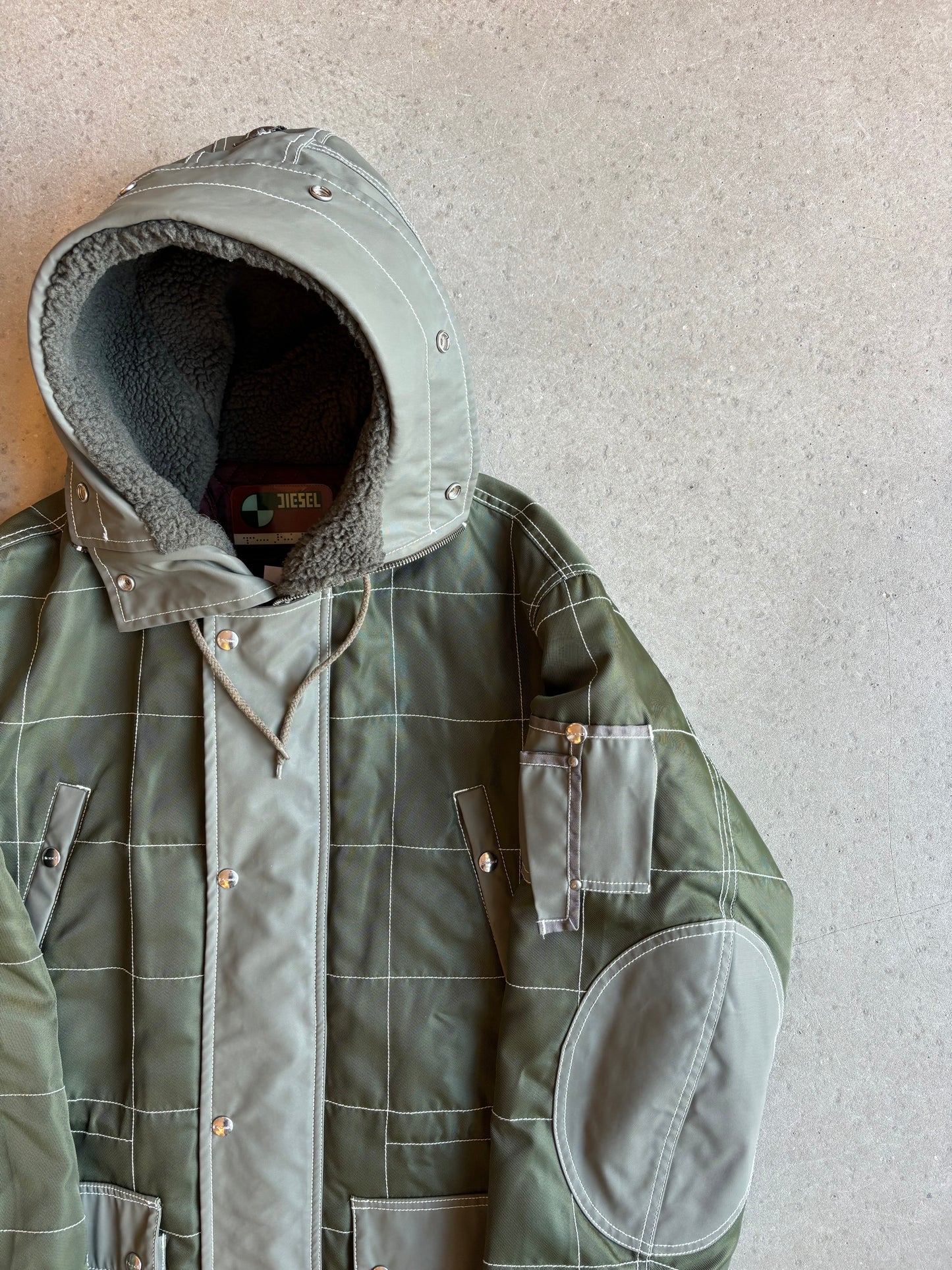 Vintage Diesel Checkered Parka Green Medium