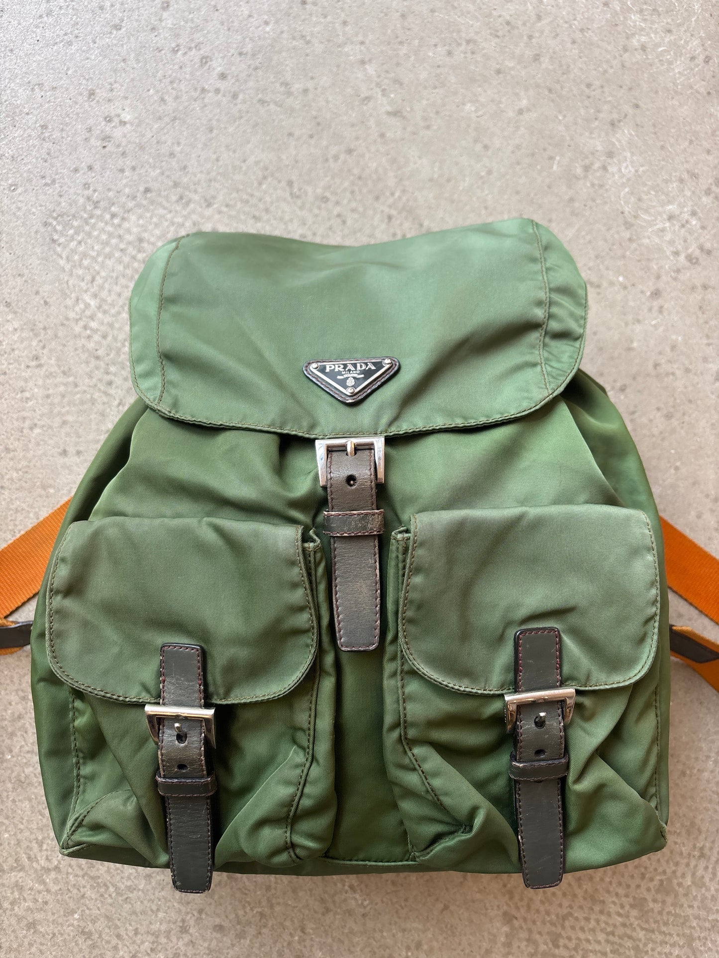 Prada Drawstring Backpack Green