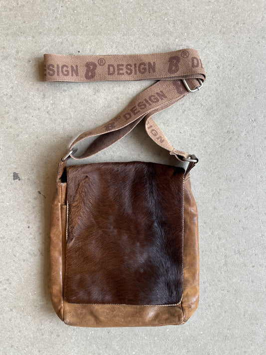 Leather Side Bag Brown Pony Hair