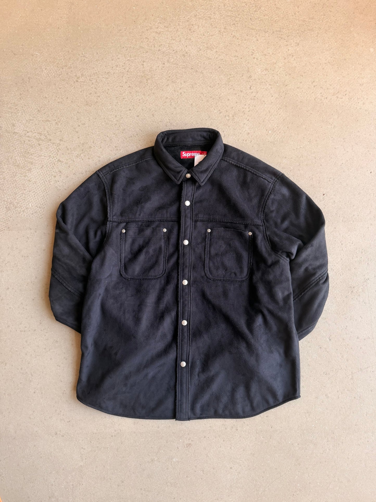 Supreme Faux Suede Snap Shirt 'Black' FW25 Size XL
