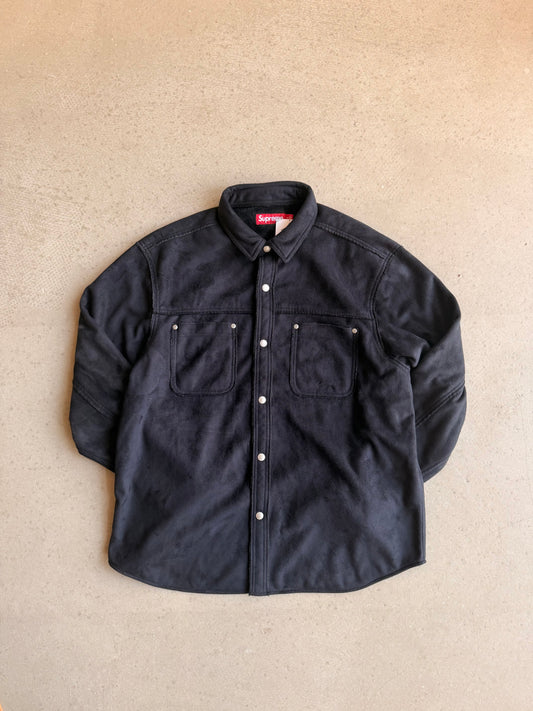 Supreme Faux Suede Snap Shirt 'Black' FW25 Size XL