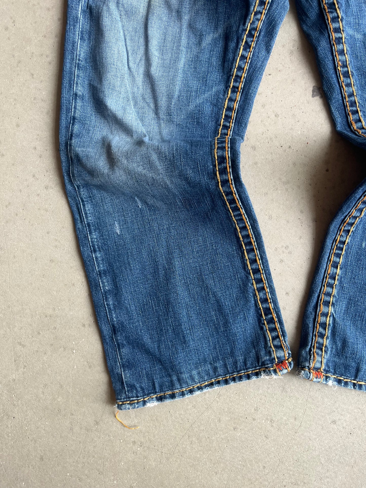 True Religion Bobby Super T Orange Stitch Jeans 36
