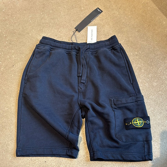 STONE ISLAND Navy Medium Brushed Cotton Pocket Jogger Shorts