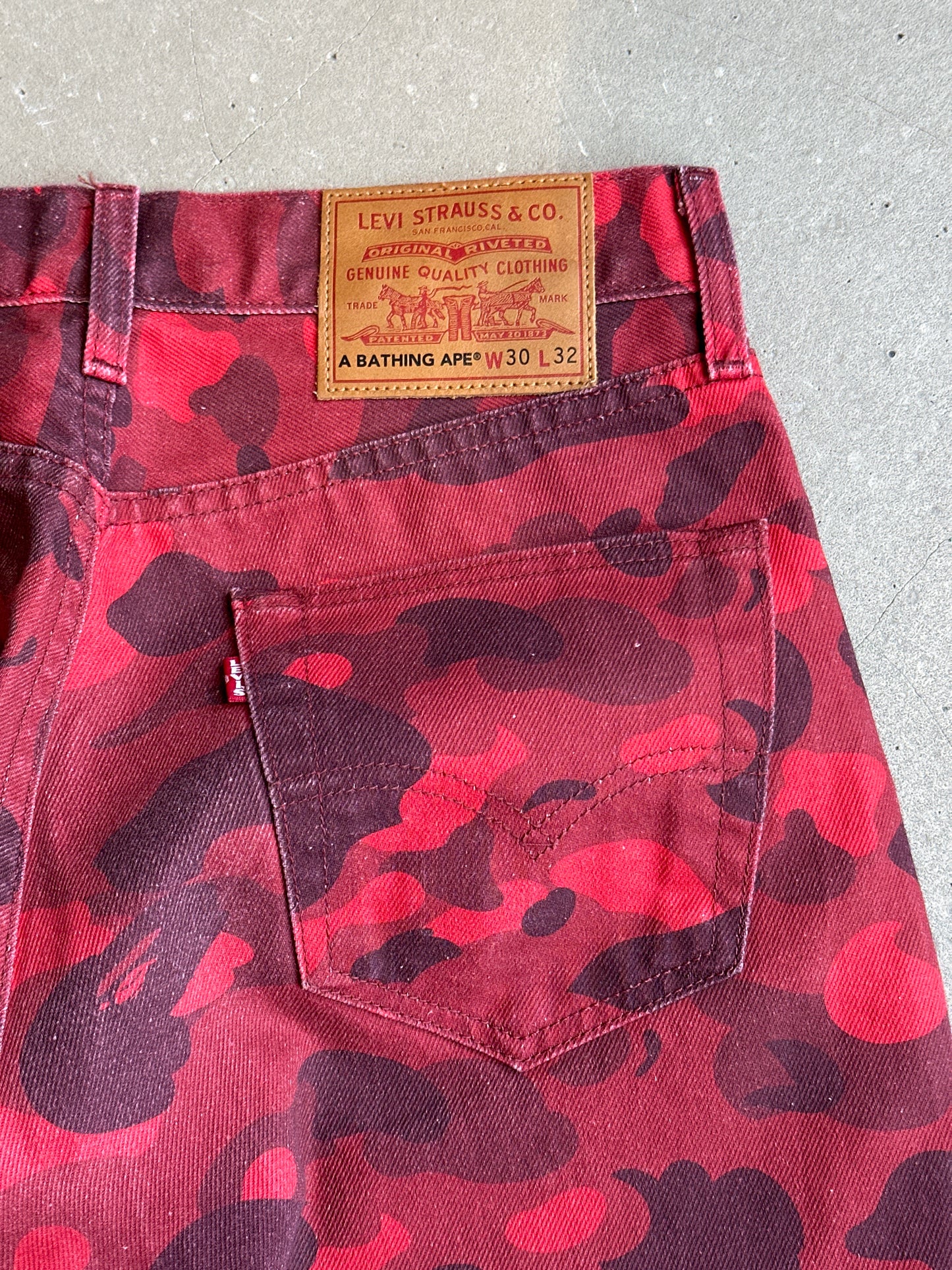 Levi's X Bape Camo Red Pants Size W 30 X L 32