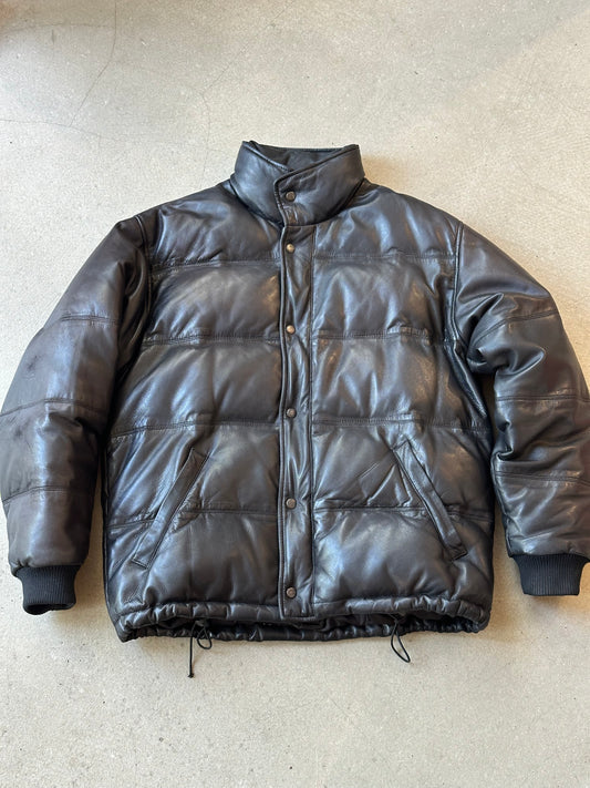 COACH Leather Puffer Jacket L