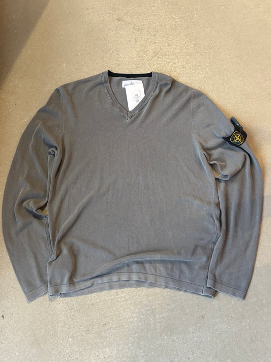 Stone Island V-Neck Sweater Grey L