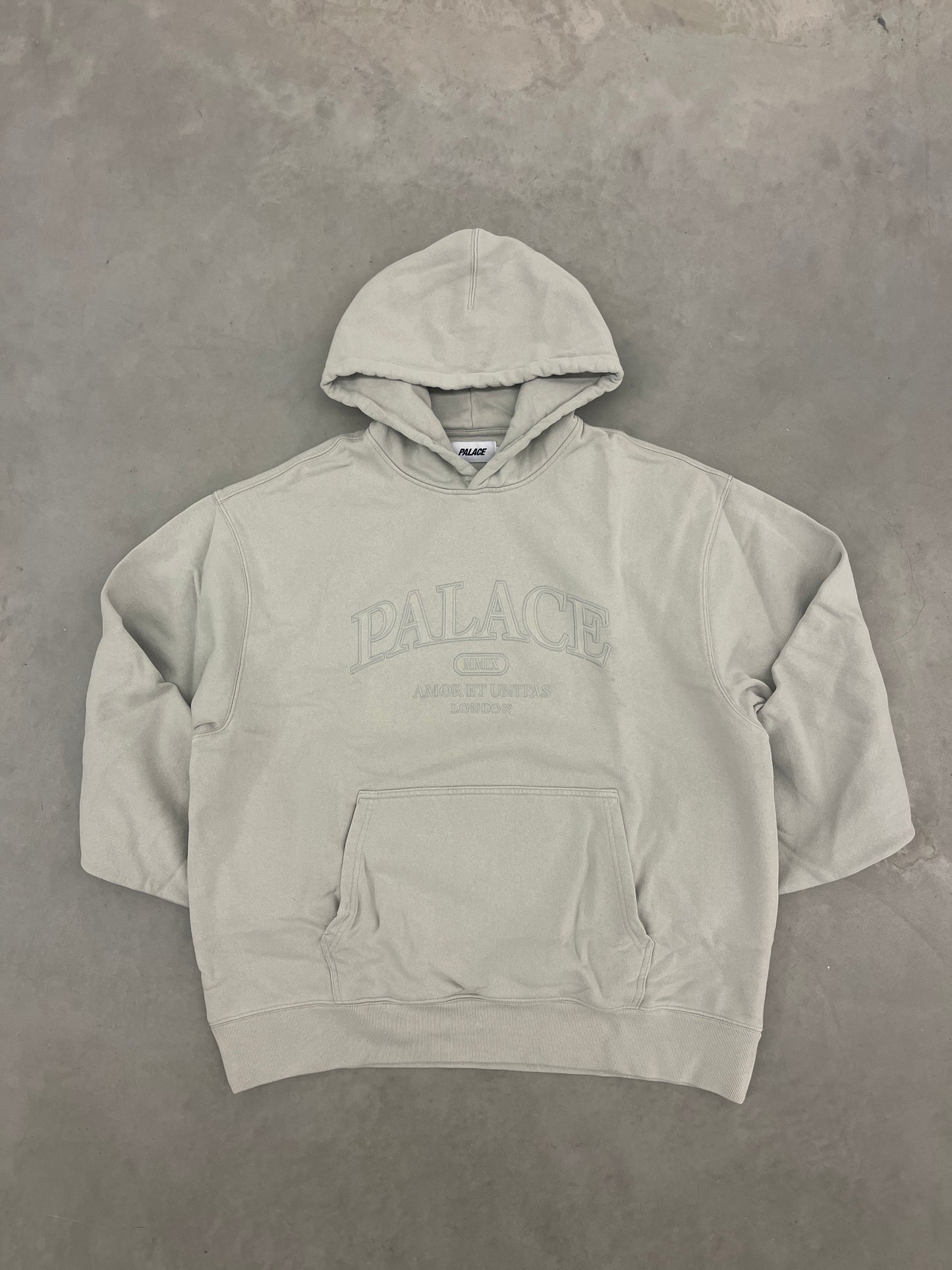Palace Unitas Pigment Wash Hood Concrete Grey