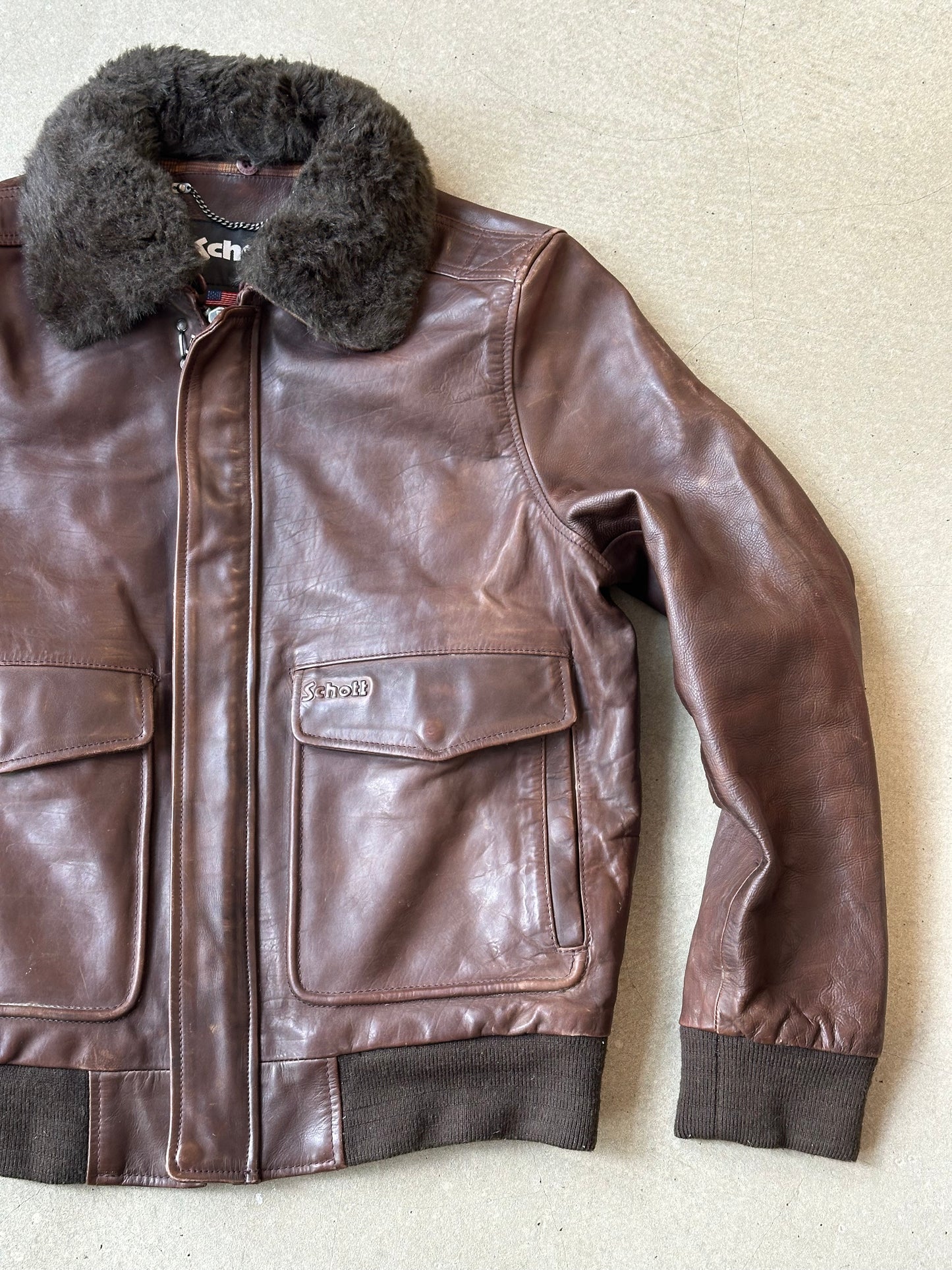 Schott Leather Top Gun Jackets Brown L