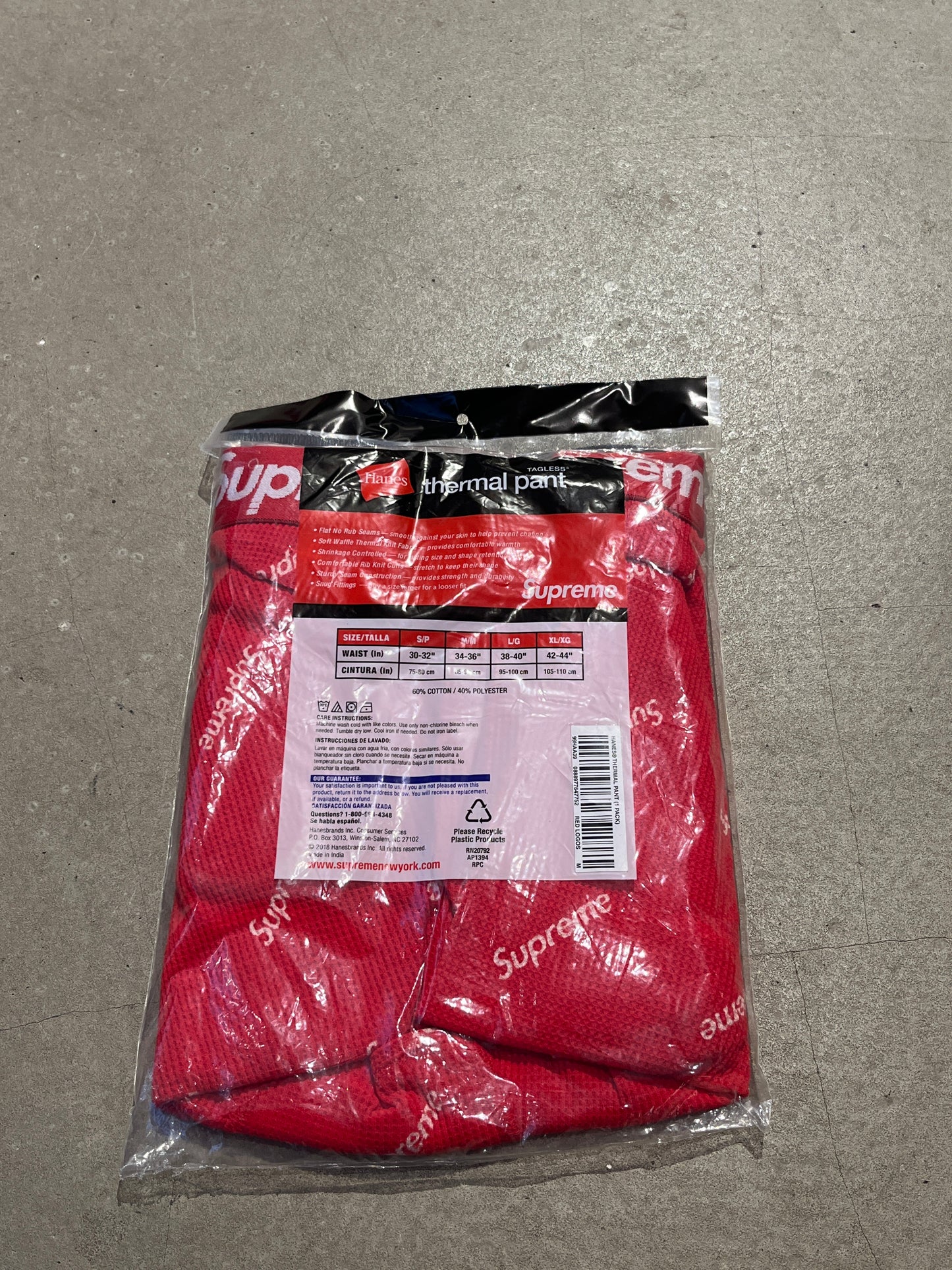 Supreme Hanes Thermal Pant (1 Pack) Red Logos