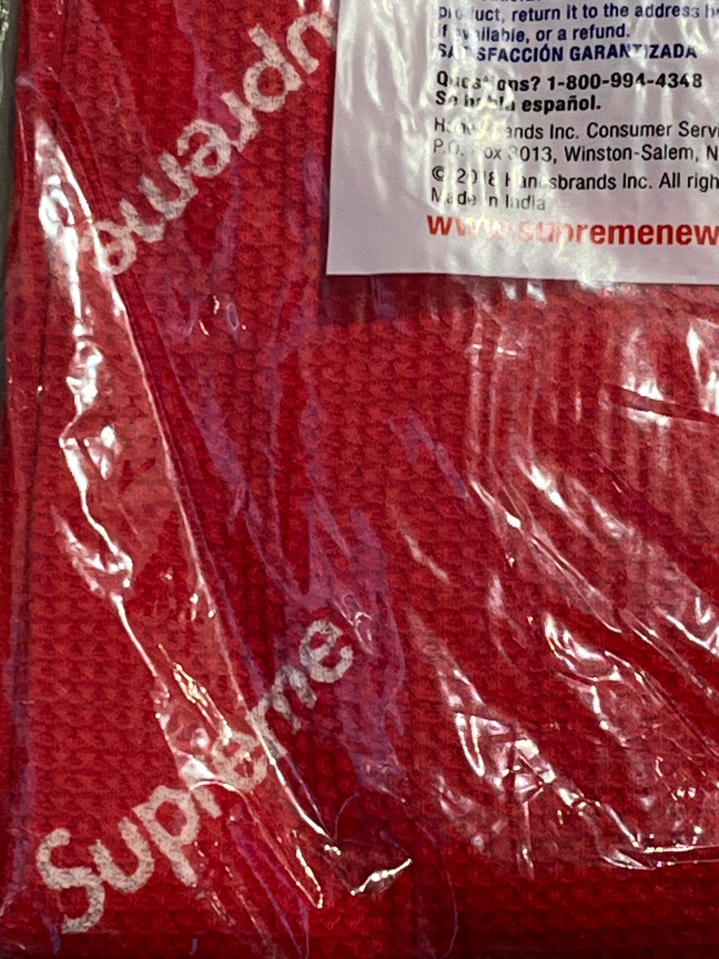 Supreme Hanes Thermal Crew (1 Pack) Red Logos M