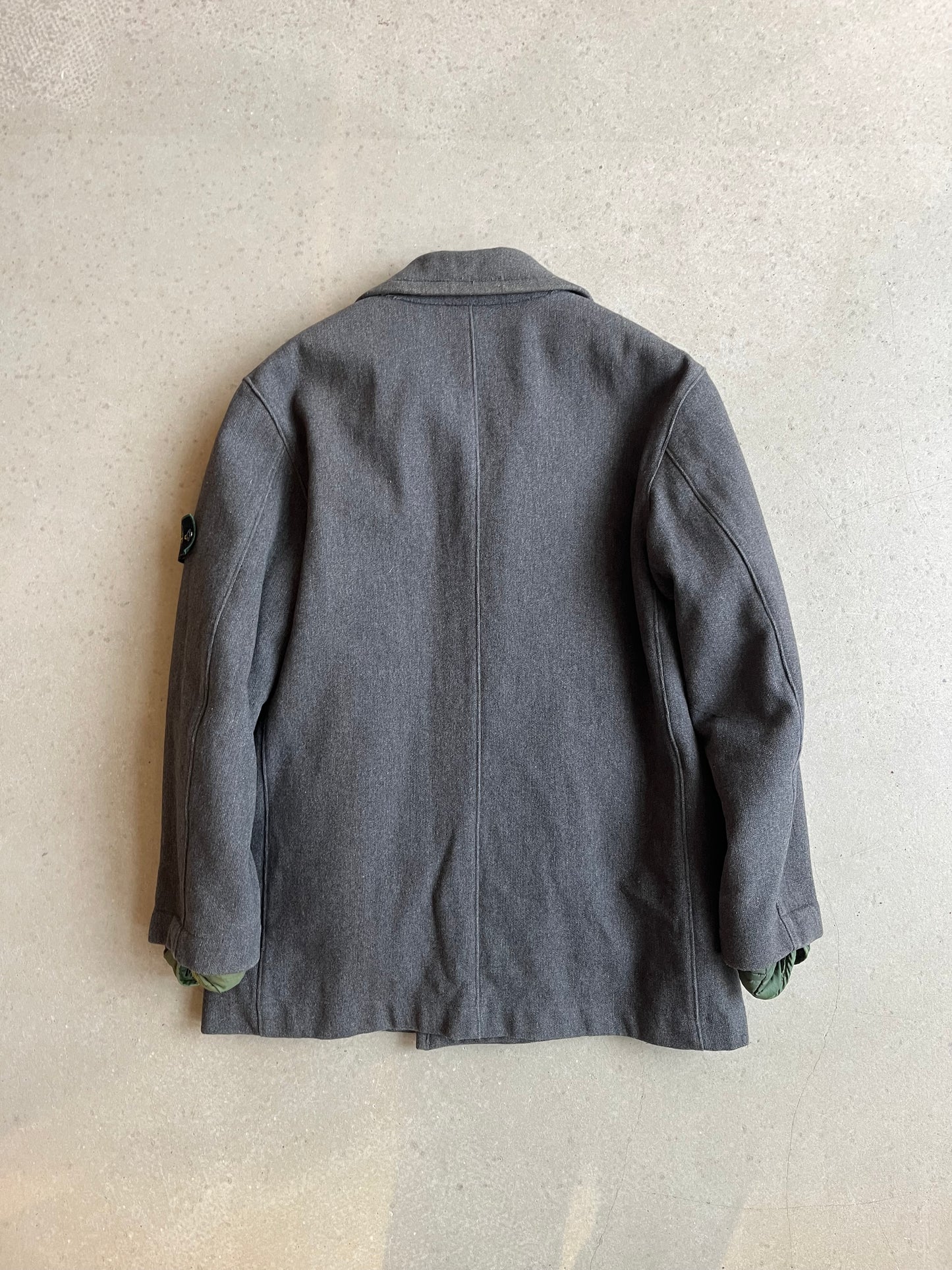 Vintage Stone Island Wool Double Breasted Coat Grey Large