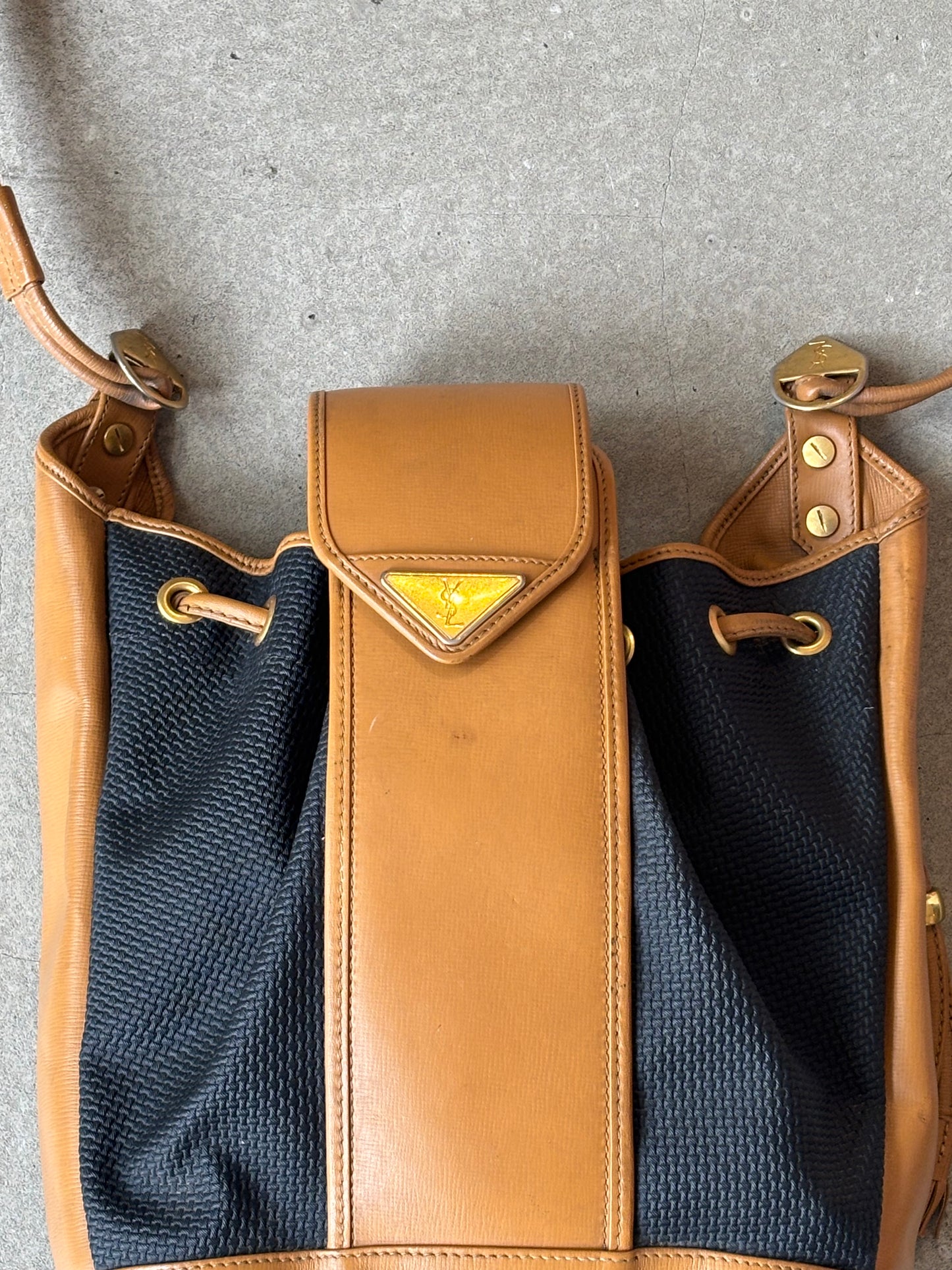 Yves Saint Laurant Drawstring Bucket Bag Brown