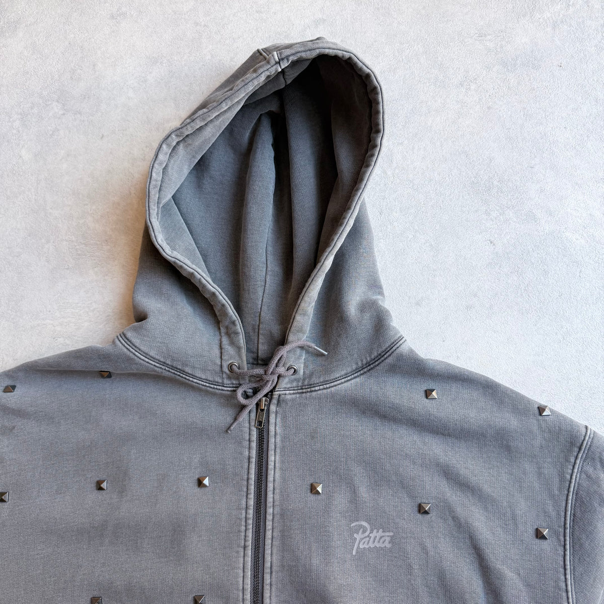 Patta Studded Washed Zip Up Hooded Sweater XL