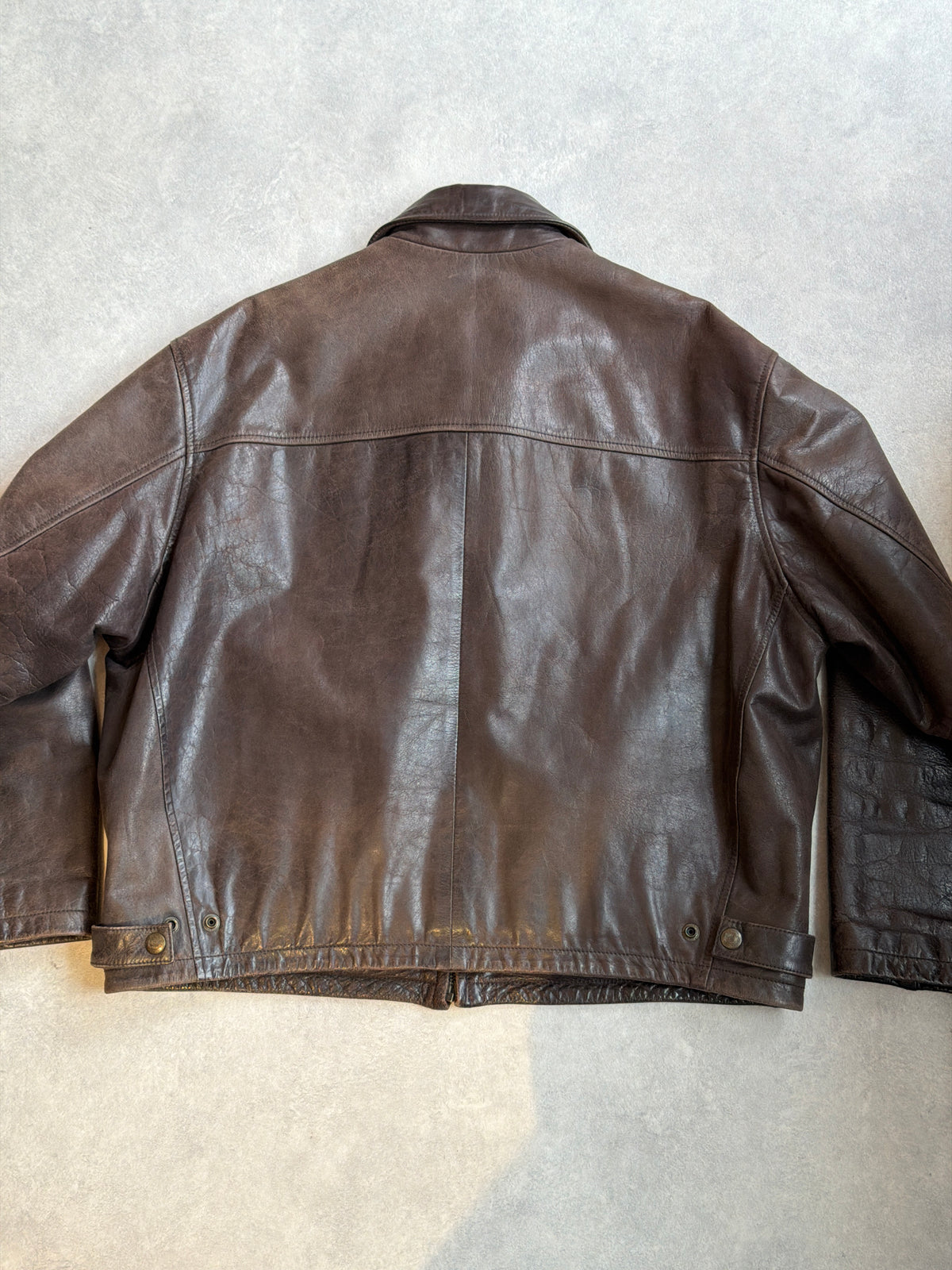 Redskins Leather Brown Jacket Green Liner Size XL