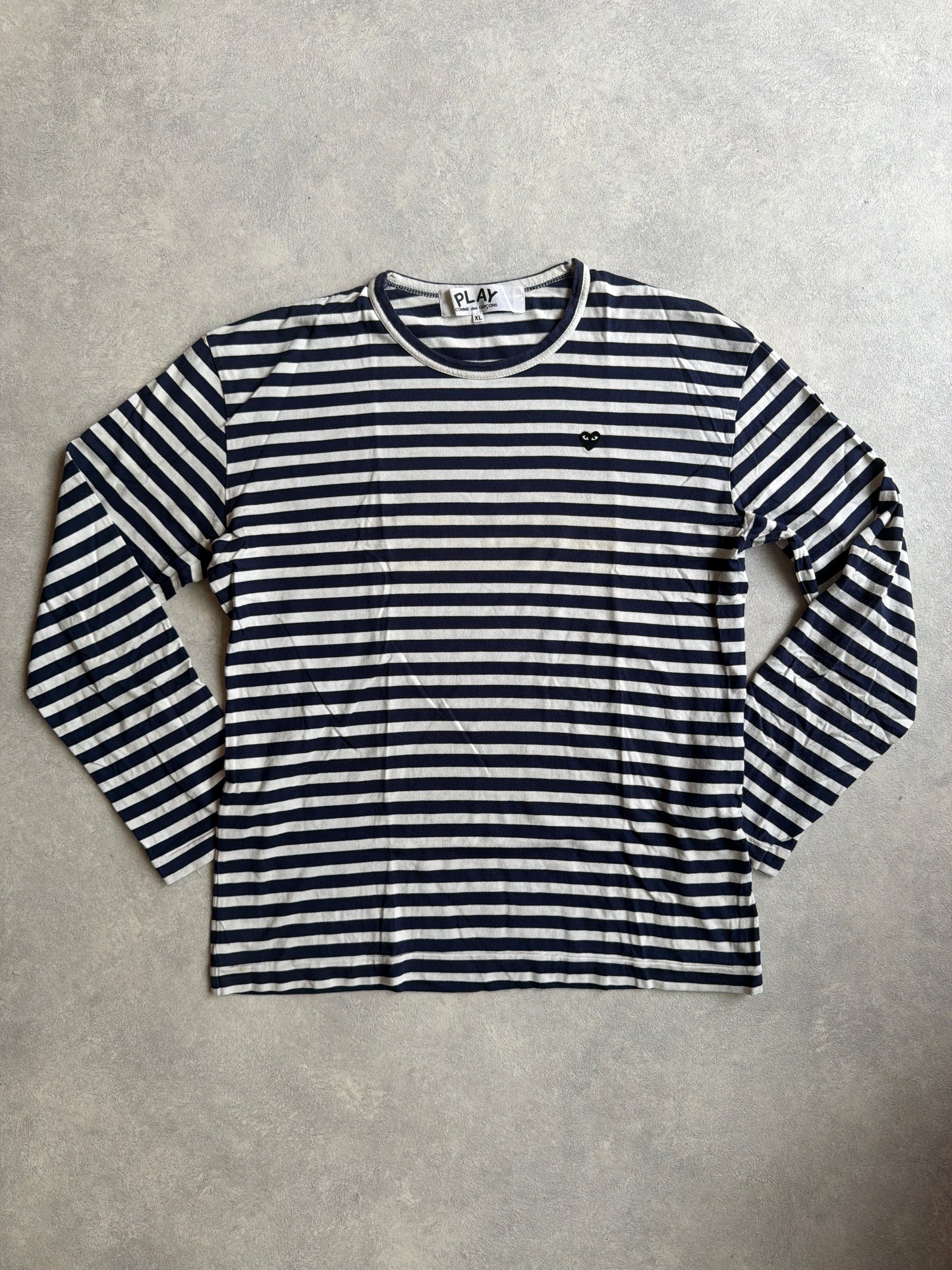 Comme Des Garçons Play Stripes Shirt Navy mini logo Size XL