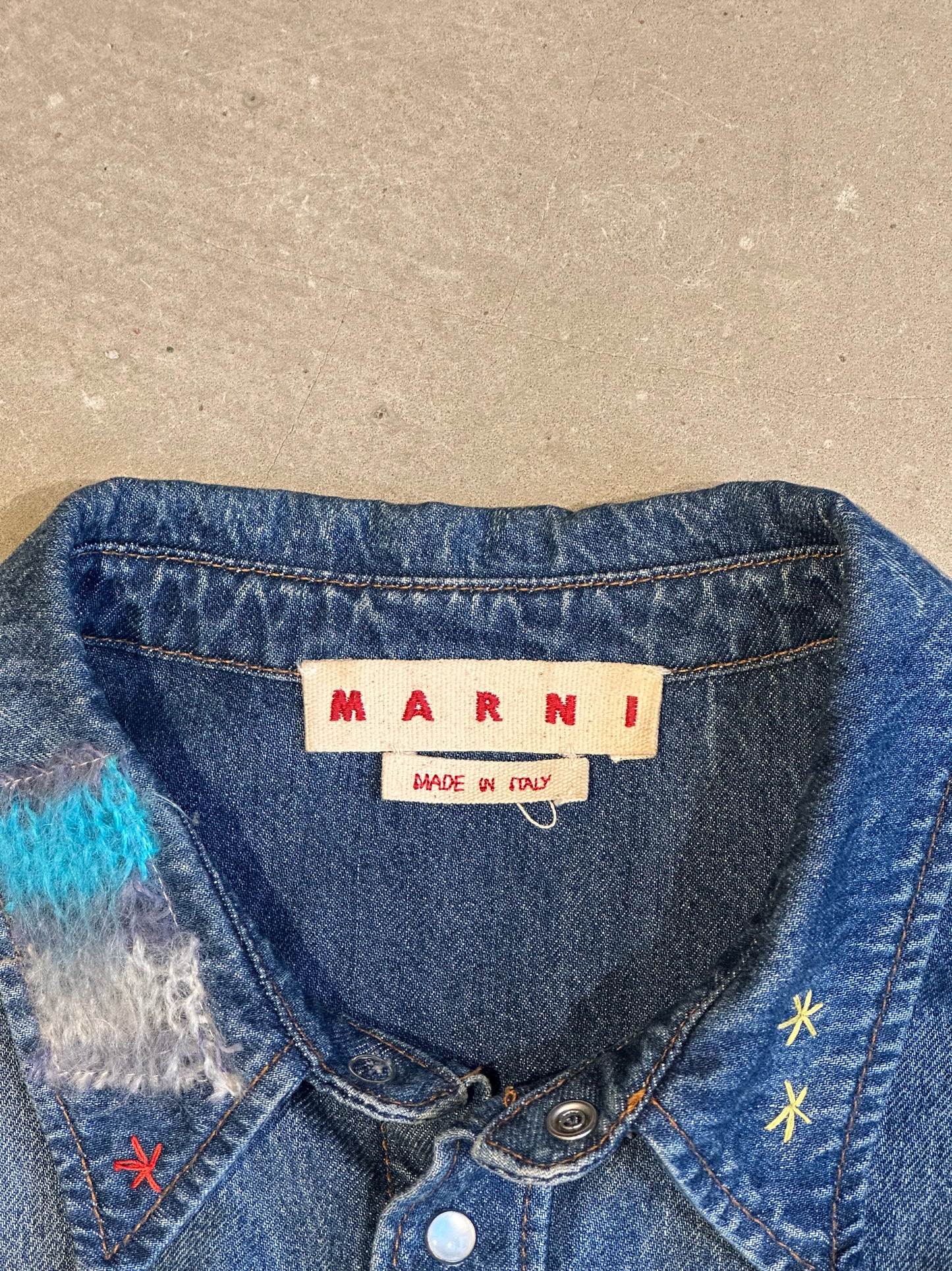 Marni Denim Mohair-patch Shirt Size 58 (XXXL)