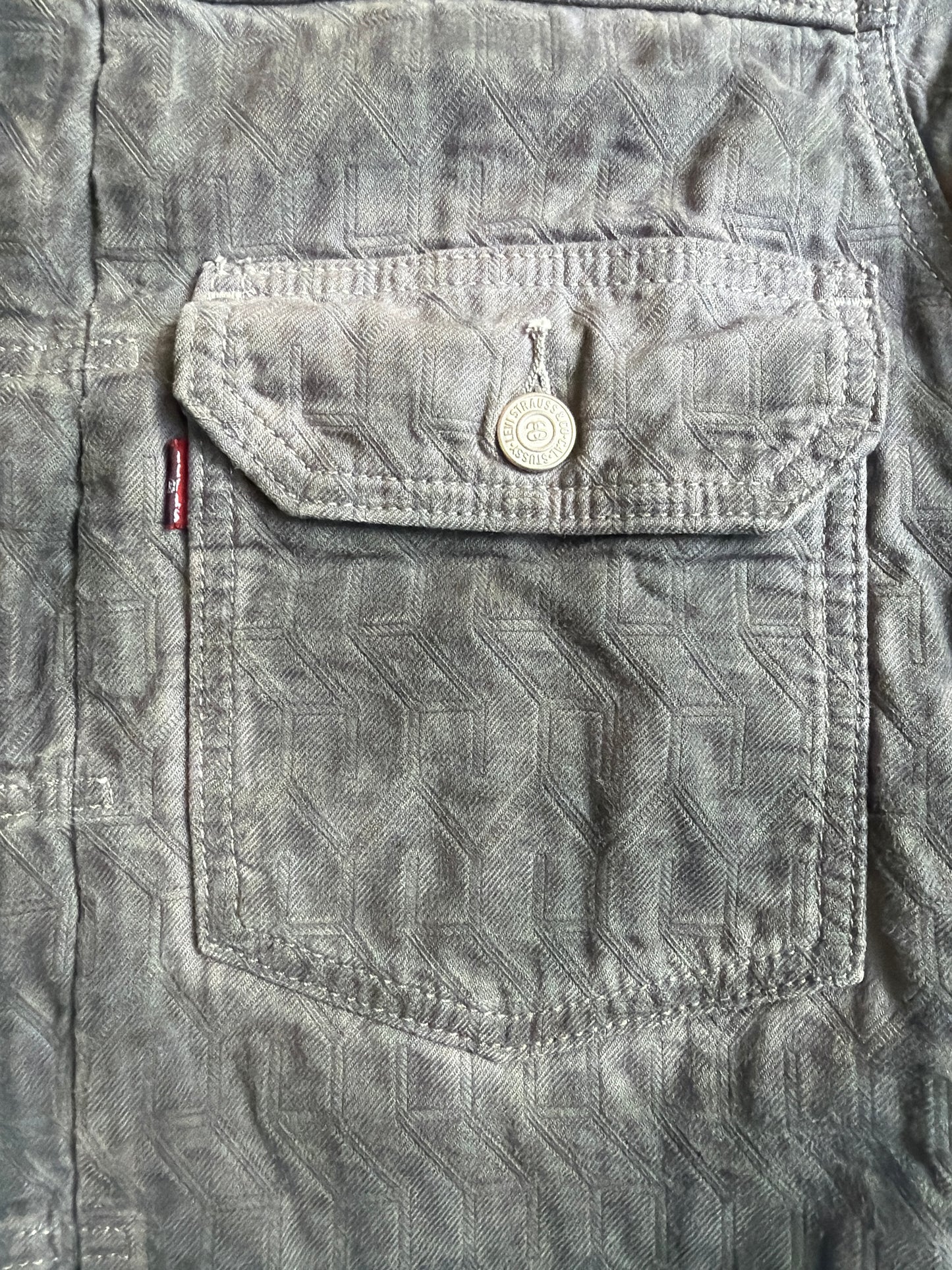 Stussy X Levi's Jacquard Trucker Jacket Grey  M